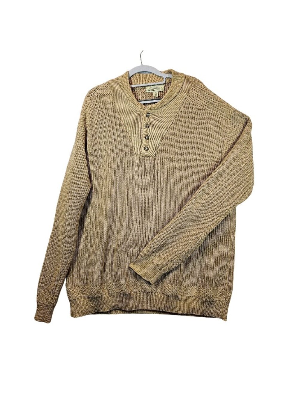 Cabelas Sweater Mens  XL Tall 100% Cotton Knit Beige career outdoor gorpcore